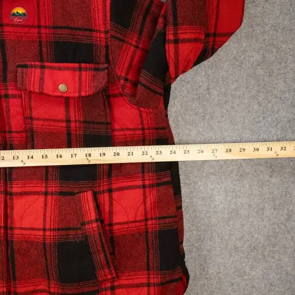 Maurices Button-Up Jacket Red Black Plaid Fleece Lined Shacket Plus Women's 2XL - Picture 5 of 10
